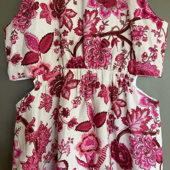 CARA CARA Savannah Cutout Floral-print Linen Mini Dress In Pink Size Medium - Picture 9 of 16